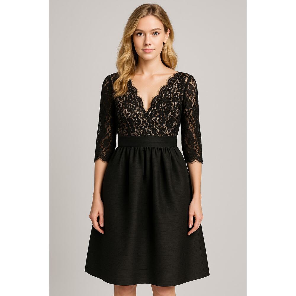 Eliza J Dress Womens 6 Black Lace Bodice Fit & Flare Cocktail Party‎ Holiday